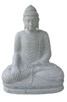 Sitzender Buddha aus Flussstein in Bhumisparsha - Geste des Berührens der Erde. 120 cm Höhe. 